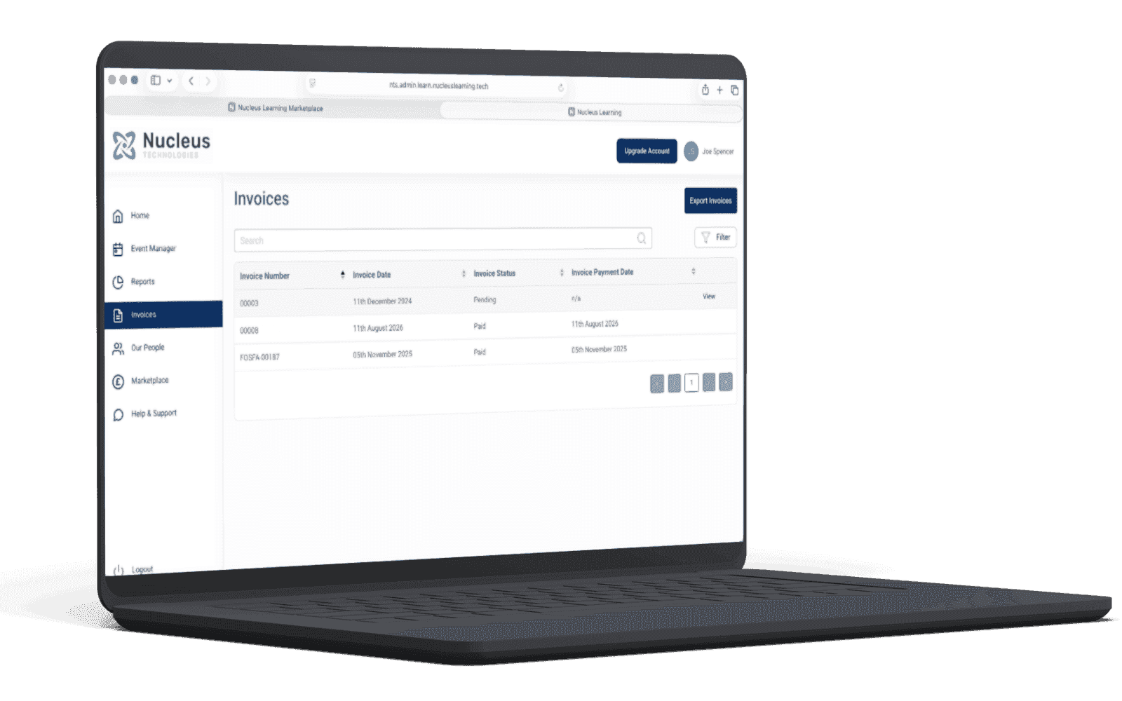 The pricing, payments, invoicing and reporting interface