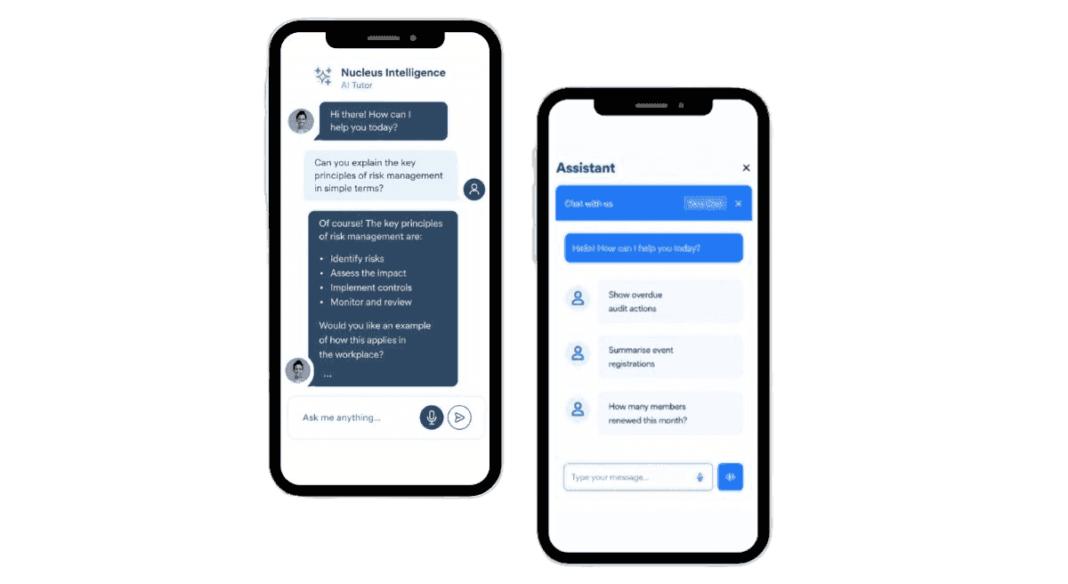 The AI Tutor and assistant on two mobile screens