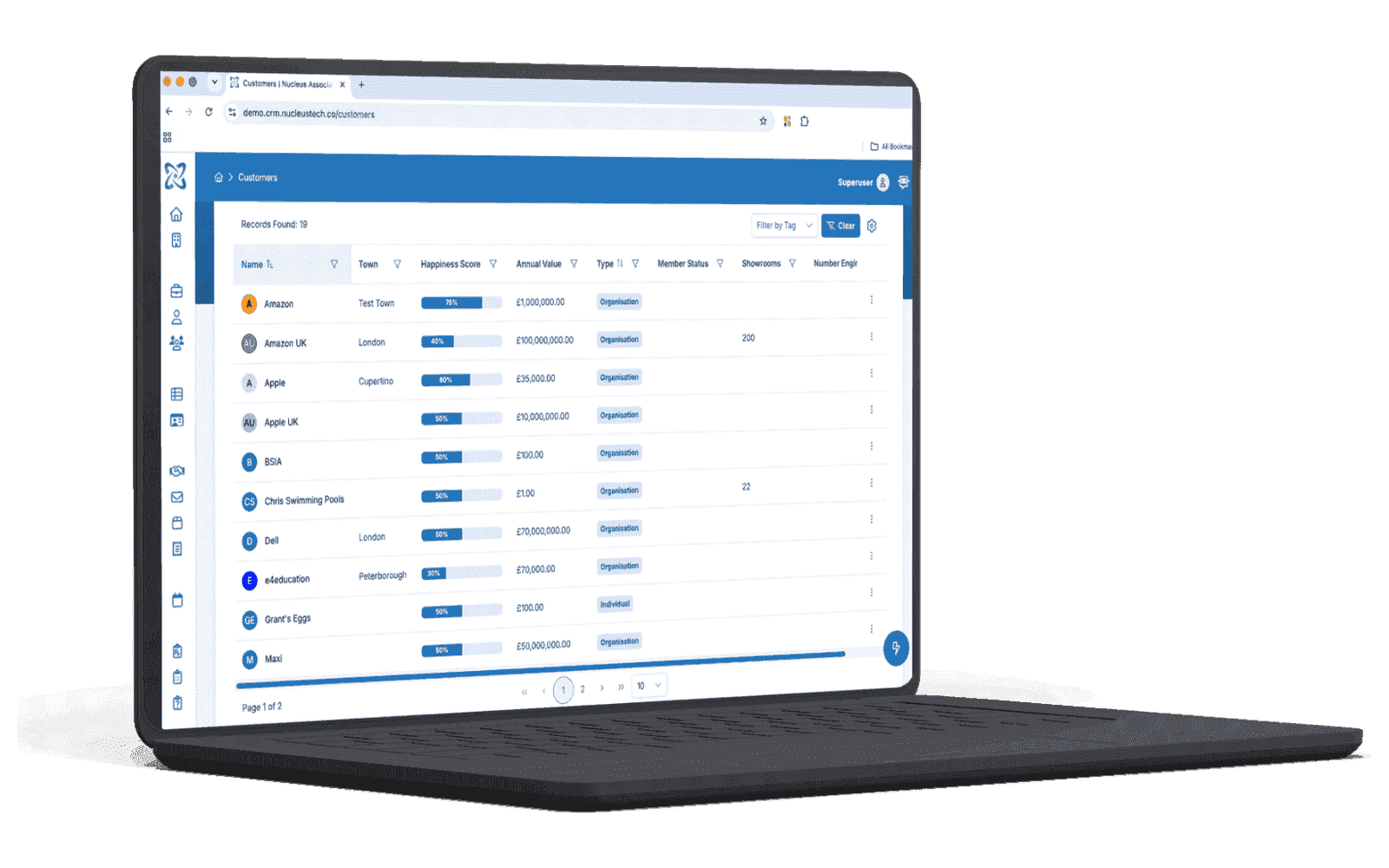 The membership CRM record view