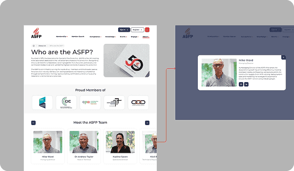 A finished About page reviewed against the approved design